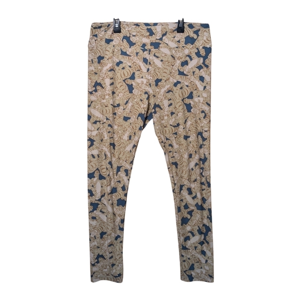 LuLaRoe X Disney Tigger Winnie The Pooh Beige Blue Patterned Leggings Tall Curvy